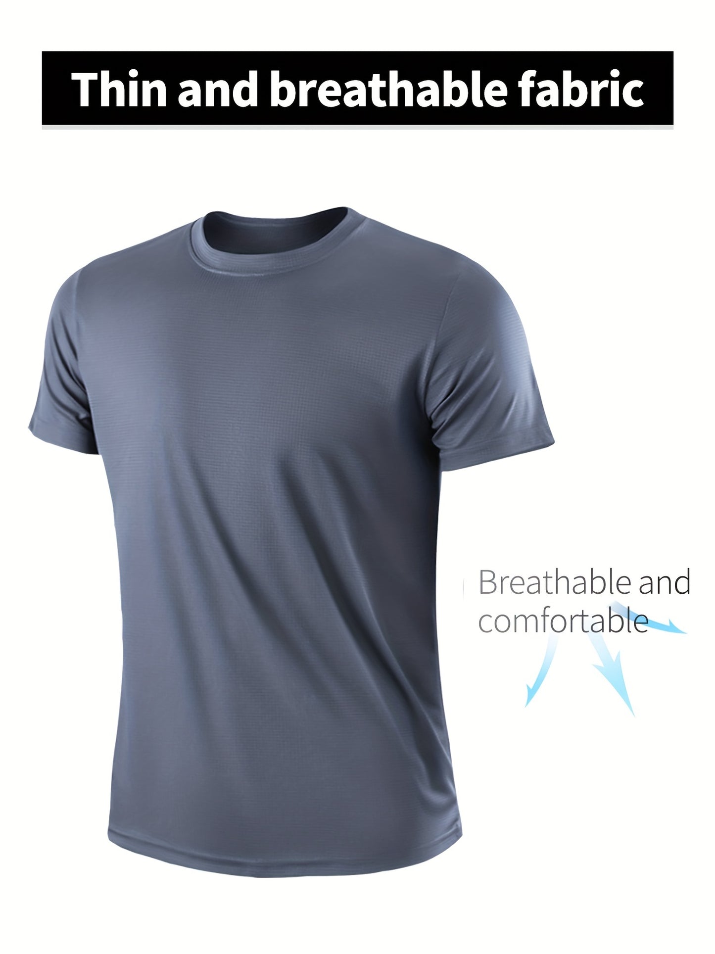 Ultra-Lightweight, Moisture-Wicking Men's Crew Neck T-Shirt - Soft, Breathable, Quick-Drying, Sweat-Absorbing Performance Shirt for Fitness, Gym, Running, and Outdoor Activities - Perfect for Active Men