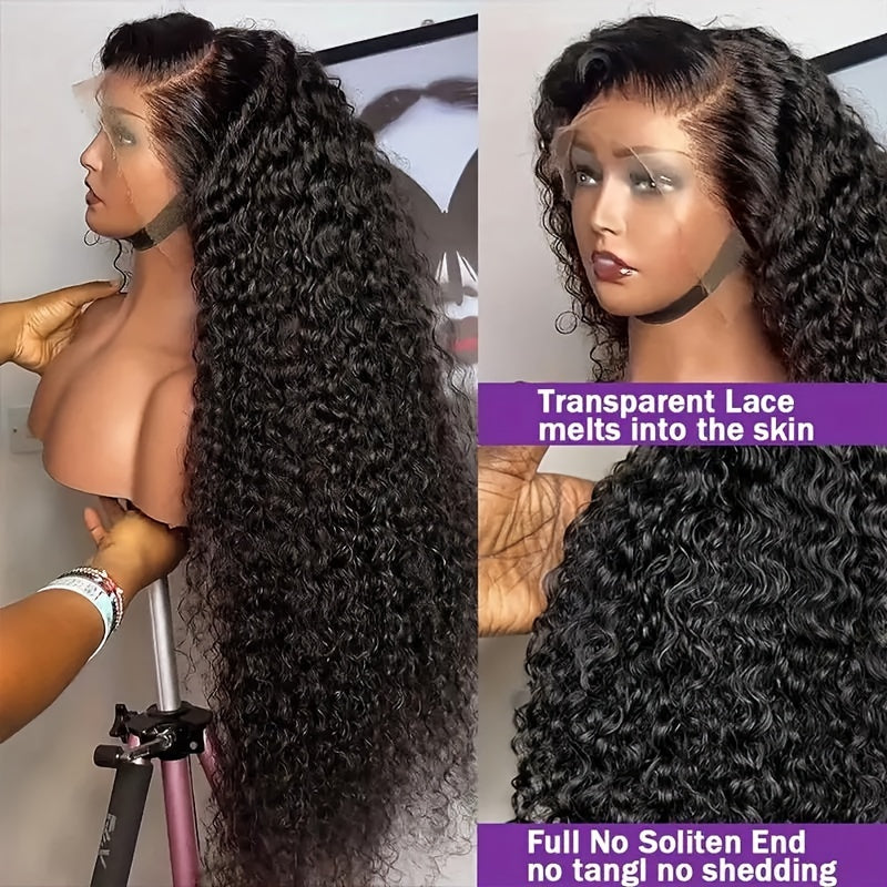 250% Density Curly Wave Lace Front Wigs Human Hair 13X6 HD Lace Frontal Wig Human Hair Deep Kinky Curly Wig 100% Brazilian Human Hair Wig Natural Full Edges Pre-Plucked Lace Wig With Baby Hair Ear To Ear Lace For Natural Looking.