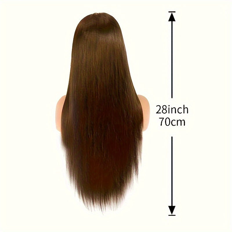 Chocolate Brown Straight Lace Front Wigs 13x4 Lace Front Human Hair Wig Standard Density Crystal HD Lace Wig Baby Hair Affordable Wig for Chic Women Colored #4