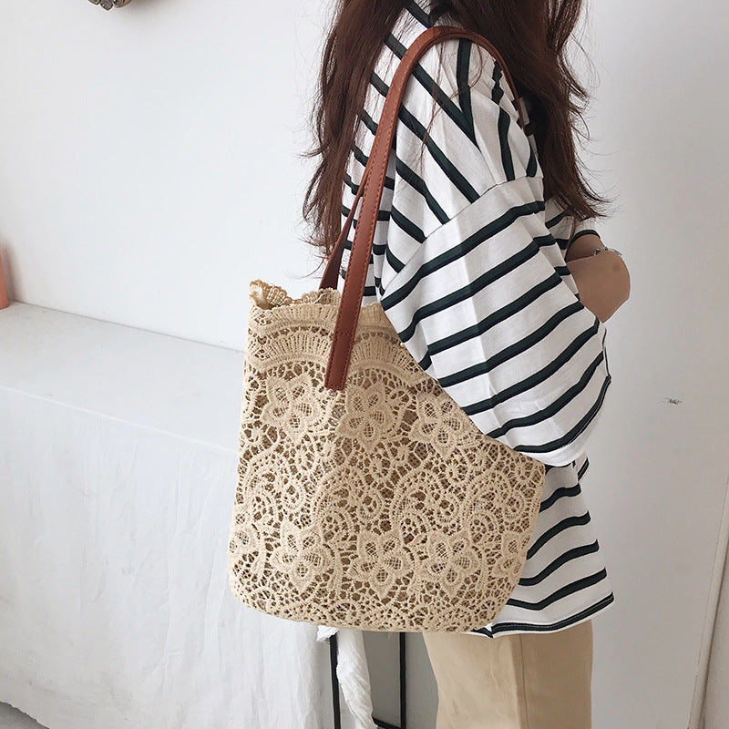 Korean Style New Summer Korean Style Lace Bucket Cloth Bag Women's Bag Women's Handbag Women's Beach Bag One Piece Dropshipping