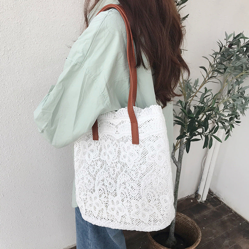 Korean Style New Summer Korean Style Lace Bucket Cloth Bag Women's Bag Women's Handbag Women's Beach Bag One Piece Dropshipping