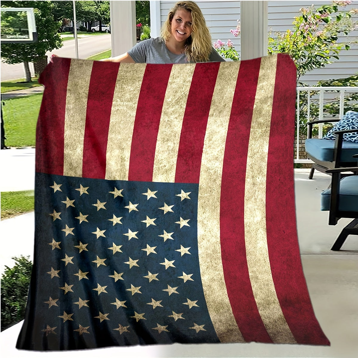 Ultra-Soft Patriotic All-Season Throw Blanket - Stain, Tear, and Fade Resistant, Easy Care, Perfect for Sofa, Bed, Travel, and Outdoor Activities - Cozy, Plush, and Durable for Year-Round Comfort