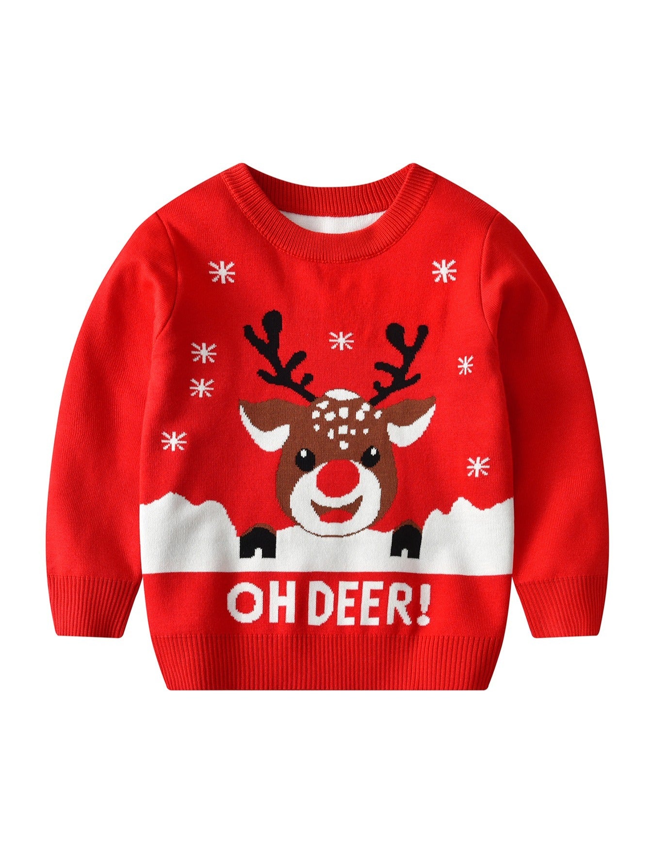 Cozy Elk Print Boys Knit Pullover Sweater - Autumn and Winter Christmas Clothing for Kids - Soft, Warm, and Comfortable Sweater for Casual Wear