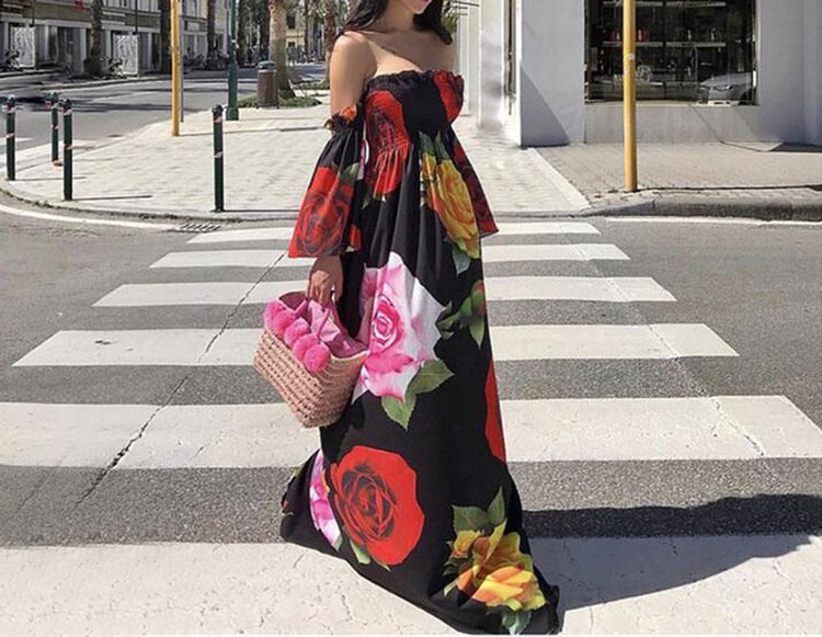 new  sexy tube top print long dress EBAY  Wish New women's dress