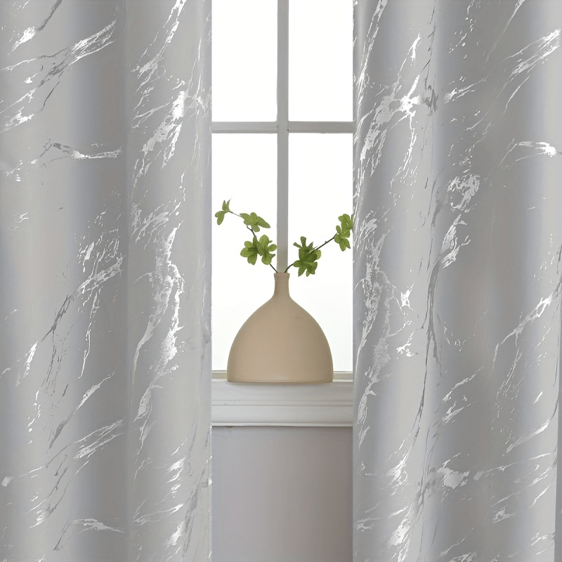 1pc Elegant Bronzing Gray Marble Pattern Modern Classic European Style Curtain - Luxurious Window Treatment with Durable Fabric, Easy Installation, and Versatile Room Compatibility - Perfect for Bedroom, Office, Kitchen, Living Room, Study, and Home Decor