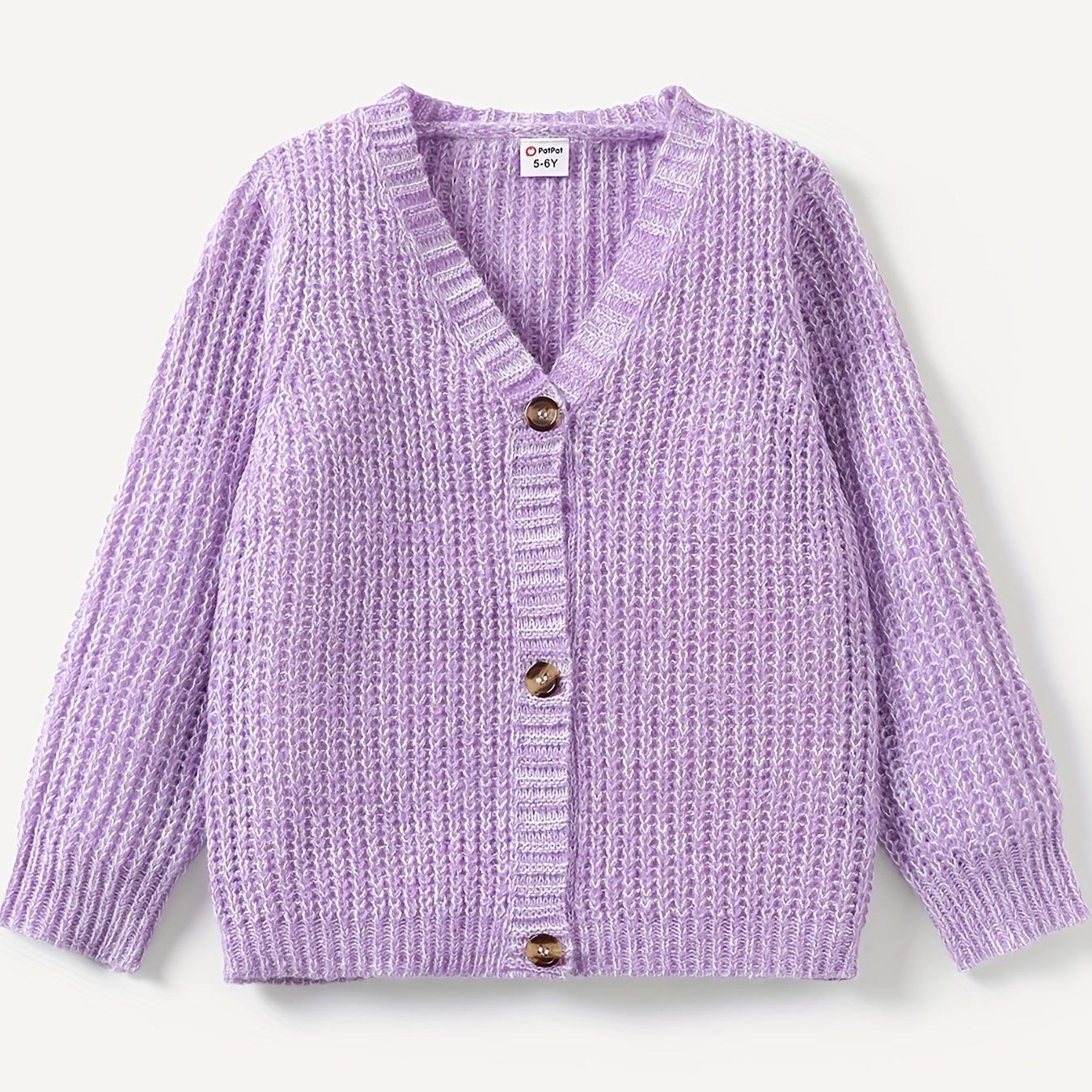 PatPat Baby Girl/Boy Classic Knit Cardigans Button V-Neck Long-sleeve Sweater Coat For Spring & Autumn/Fall