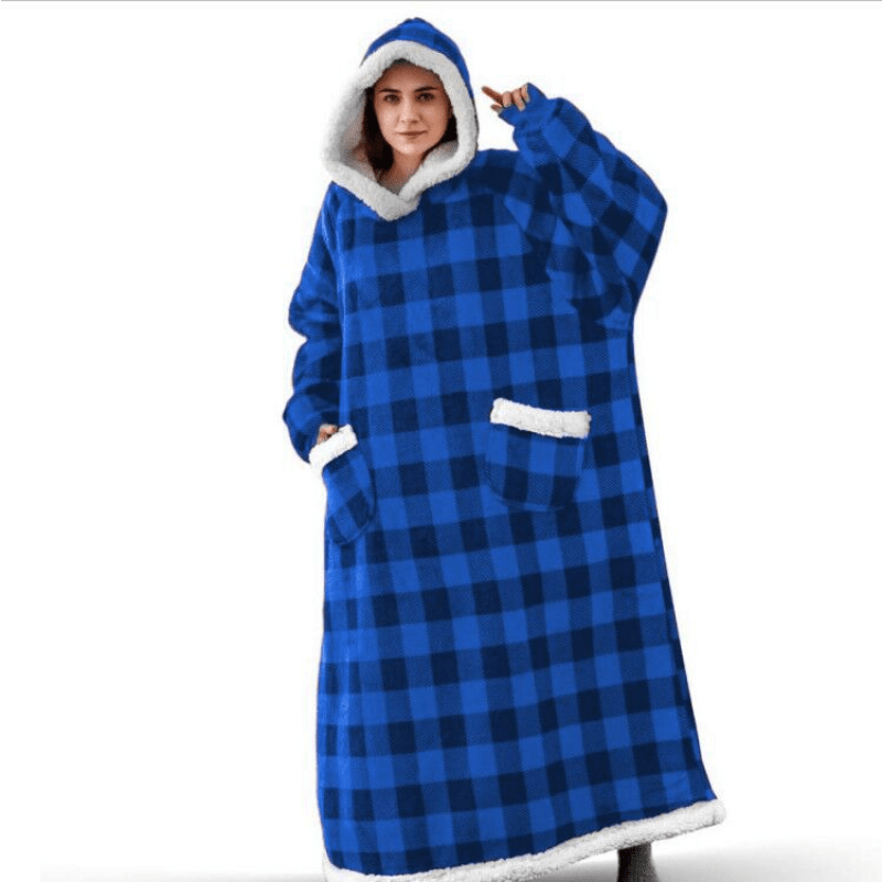 1pc Cozy Flannel Hoodie Blanket with Sleeves - Soft, Warm, and Fleece-Lined for Ultimate Comfort - Perfect for Winter, TV Nights, and Outdoor Activities