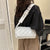Benpaolv White Padded Flap Shoulder Bag, All-Match Minimalist Underarm Bag With Adjustable Wide Strap