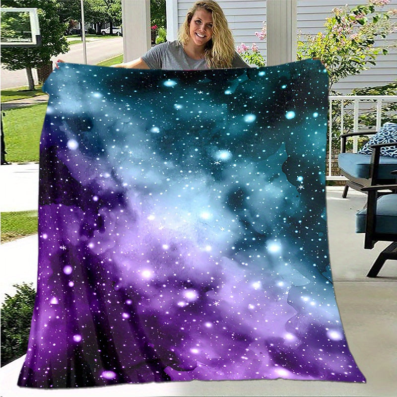 1pc Cozy Galaxy Print Throw Blanket - Soft Flannel Throws for Sofa, Bed, Travel, Camping, Living Room, Office, Couch, Chair, and Bed - Digital Printing Fleece Blanket with Warm, Lightweight, and Plush Fabric, Perfect Gifts for Family or Friends