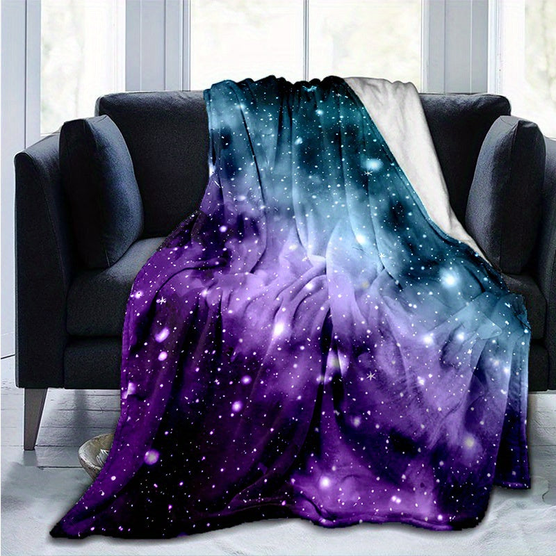 1pc Cozy Galaxy Print Throw Blanket - Soft Flannel Throws for Sofa, Bed, Travel, Camping, Living Room, Office, Couch, Chair, and Bed - Digital Printing Fleece Blanket with Warm, Lightweight, and Plush Fabric, Perfect Gifts for Family or Friends