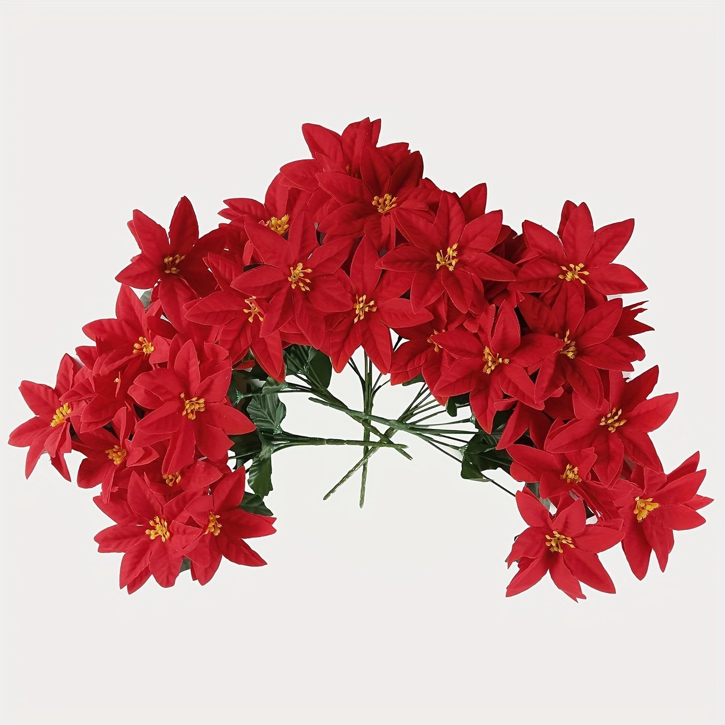 3-Pack Vibrant Artificial Poinsettia Plants - Lifelike 6-Head Plastic Fake Christmas Flowers with Realistic Leaves, Festive Red Poinsettias for Holiday Home Decor, Xmas Tree, Table Centerpieces, Wedding Decoration, and Seasonal Events