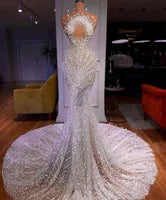 Wedding Dresses Mermaid Sleeveless Bateau D Lace Appliques Sequins Beaded Sexy Pearls Hollow Floor Length Plus Size Bridal Gowns Abiti Da Sposa