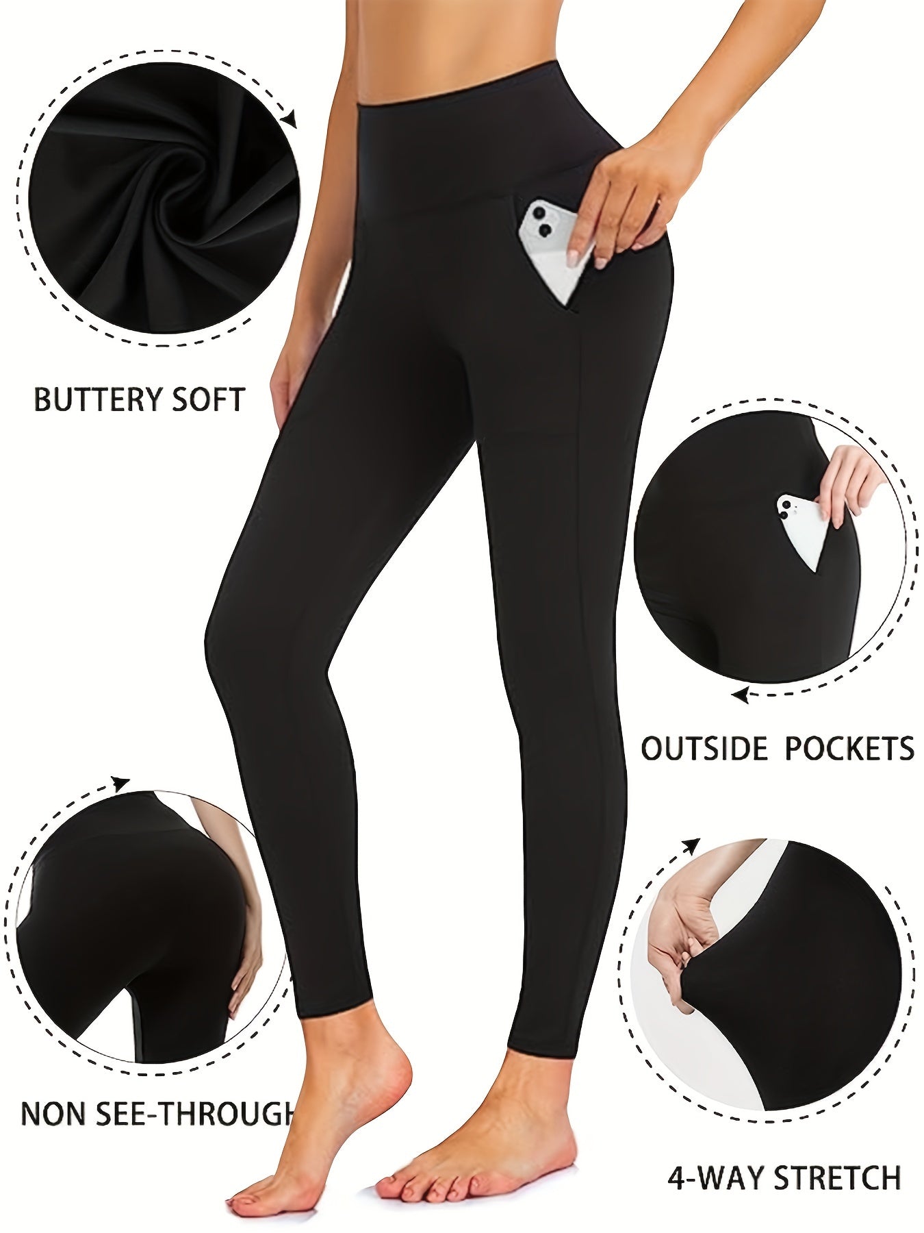 Warm High-Waisted Fleece Yoga Leggings with Pockets - Thermal Women's Activewear for Winter Comfort & Performance