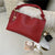 Benpaolv Red Moon Star Pendant Decor Shoulder Bag, Solid Color Knotted Underarm Bag, Faux Leather Zipper Handbag