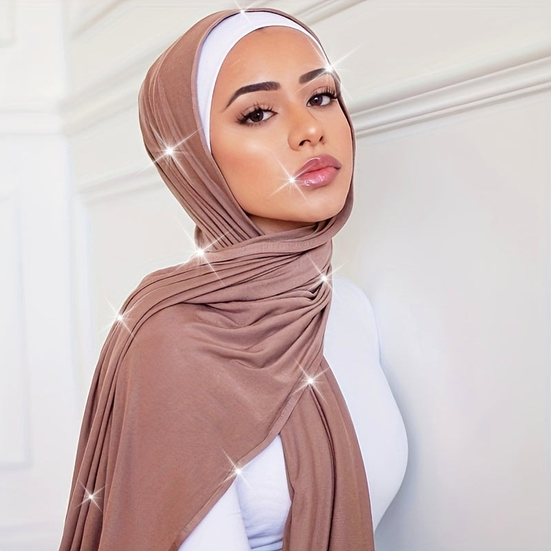 Lightweight Stretch Jersey Hijab – Solid Color, Breathable & Sun-Protective – Elegant Shawl for Daily Wear