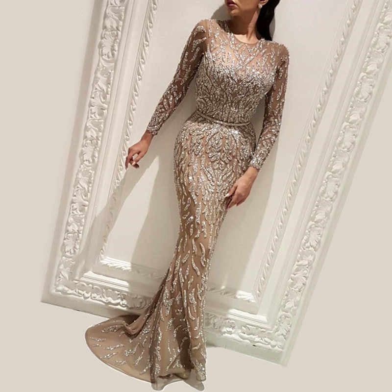 new New Popular trade women's clothing Popular, ,  sexy dress sprinkled with gold long-sleeved fishtail dance dress