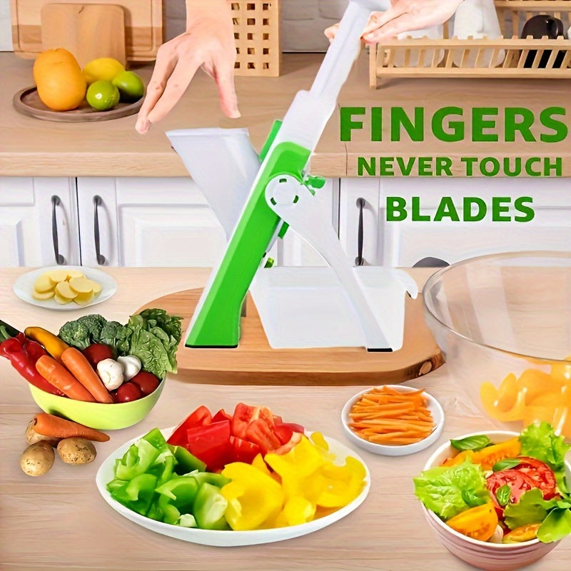 Manual Stainless Steel Blade Mandoline Slicer - No Power Needed, Less Than 1L Capacity, Multi-Functional Kitchen Gadget for Vegetable Chopper, Potato Slicer, French Fry Cutter, Vegetable Dicer, Salad & Fruit Slicer