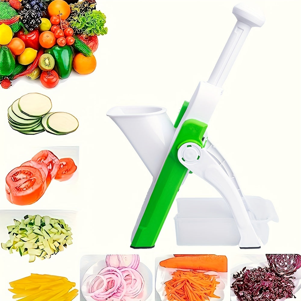 Manual Stainless Steel Blade Mandoline Slicer - No Power Needed, Less Than 1L Capacity, Multi-Functional Kitchen Gadget for Vegetable Chopper, Potato Slicer, French Fry Cutter, Vegetable Dicer, Salad & Fruit Slicer