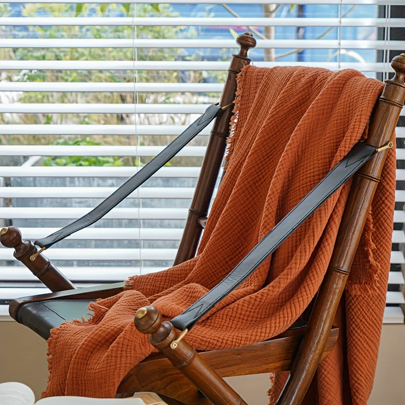 Ultra-Soft 100% Cotton Crinkle Yarn Throw Blanket in Cream with Tassels - Perfect for All Seasons, Cozy Nap & Bedding Accessory