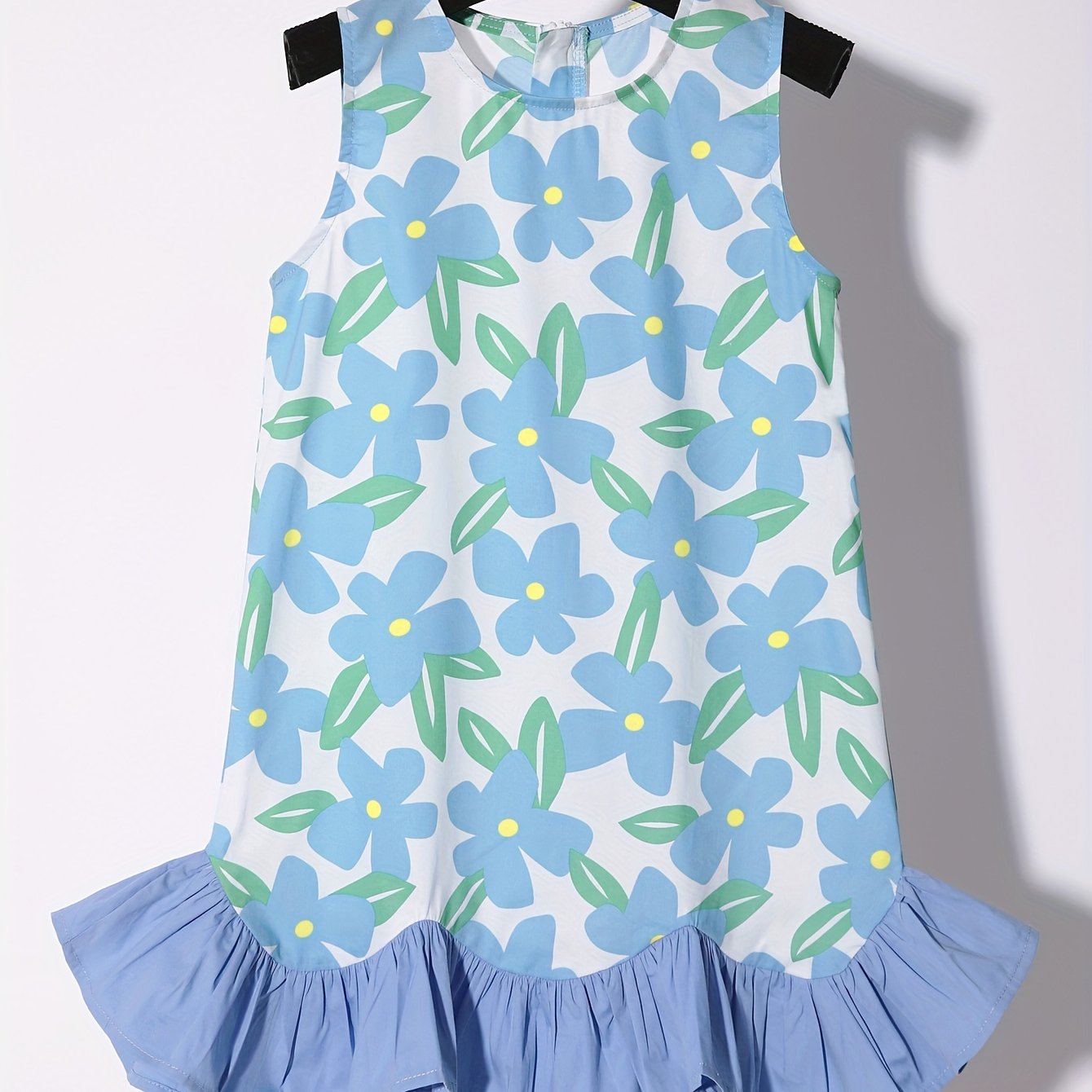 Cotton Floral Princess Dress for Toddlers and Little Girls - Sleeveless, Ruffle Hem, Lightweight, Casual Style, Non-Stretch, Woven, Perfect for Summer - Qingse @ Childhood Brand