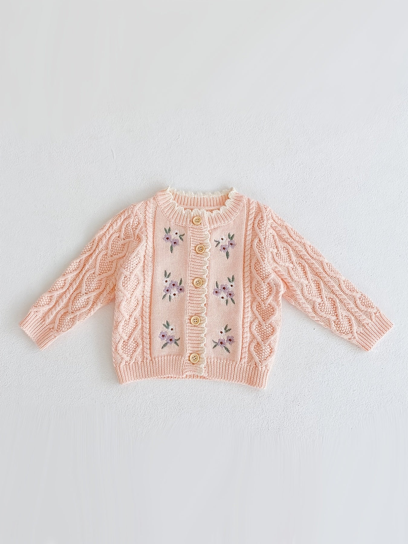 Childrens Embroidered Cardigan - Soft Cotton Knitted, Versatile and Stylish, Delicately Embroidered with Small Flowers, Perfect for Spring and Autumn, Suitable for Baby Boys and Girls, Coat Top Style