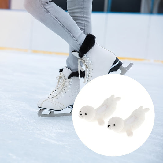 Cute Seal Plush Ice Skate Covers - Soft, Durable Blade Protectors For Figure & Hockey Skates, Fits Sizes 26-28