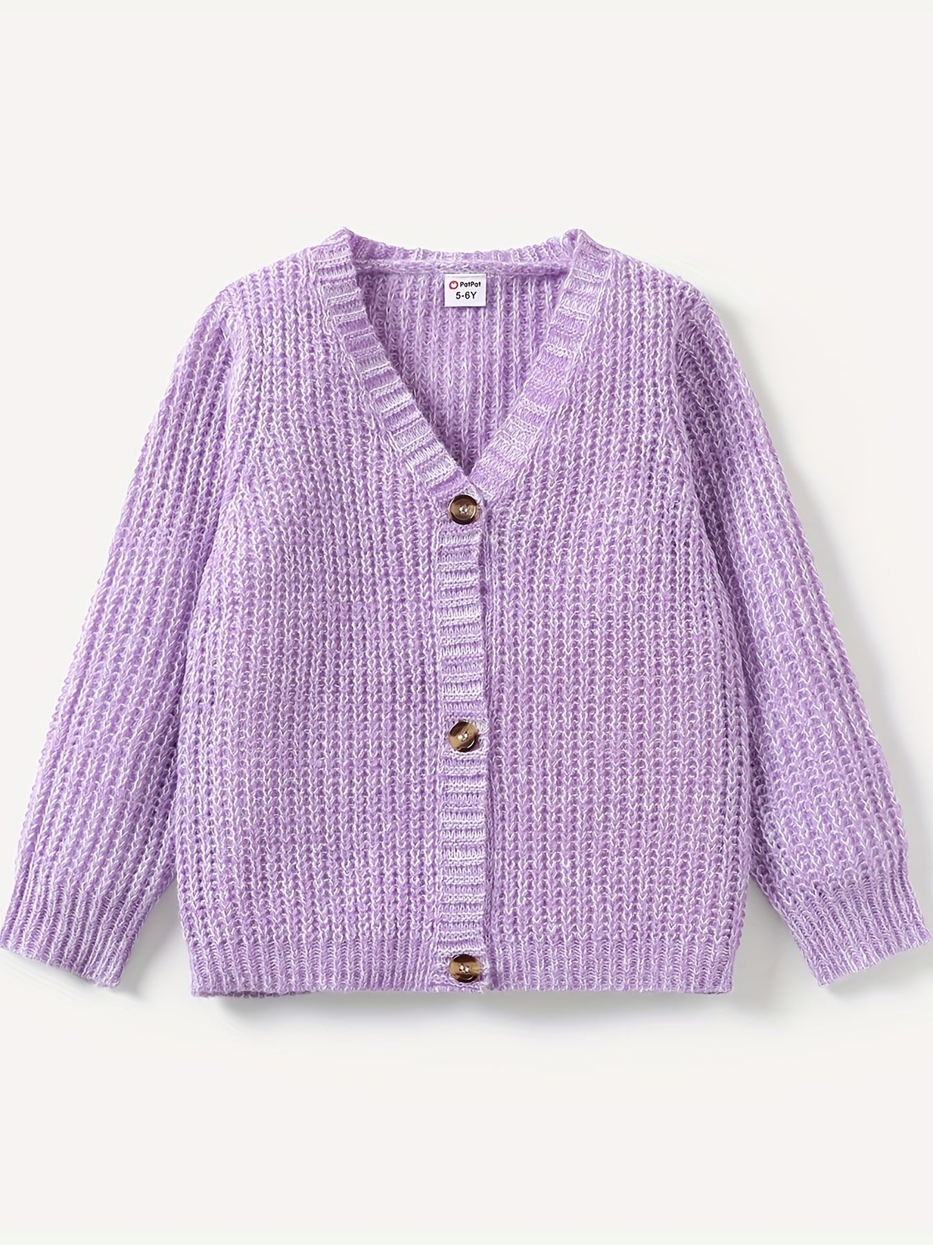 PatPat Baby Girl/Boy Classic Knit Cardigans Button V-Neck Long-sleeve Sweater Coat For Spring & Autumn/Fall