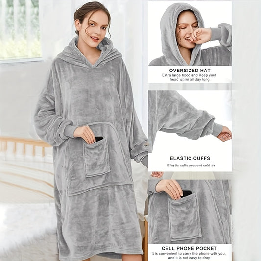 1pc Unisex Giant Hoodie Blanket - Cozy, Ultra-Soft & Warm, Oversized Wearable Sweatshirt with Big Pocket - Perfect for Adults, Men & Women Lounging Comfort