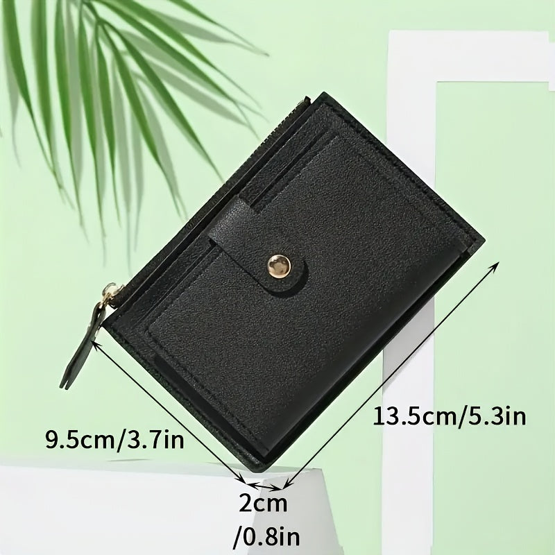 Women's Zipper PU Leather Fashion Wallet, Coins Card Holder Clutch Purses