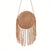 Benpaolv Stylish Fringe Round Straw Bag - Perfect for Women's Holiday Beach and Travel - Tassel Decor Woven Crossbody Purse
