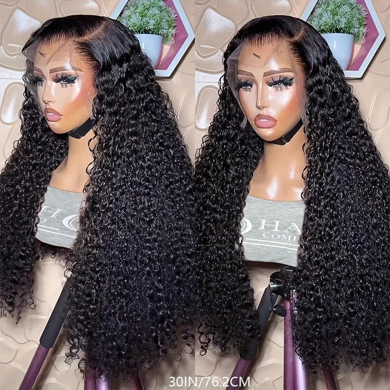 250% Density Curly Wave Lace Front Wigs Human Hair 13X6 HD Lace Frontal Wig Human Hair Deep Kinky Curly Wig 100% Brazilian Human Hair Wig Natural Full Edges Pre-Plucked Lace Wig With Baby Hair Ear To Ear Lace For Natural Looking.