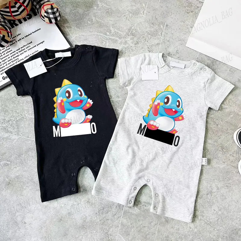 Babies Rompers Casual Suit Bear Letter Colourful Short Sleeve Jumpsuit Summer 100% Cotton Baby Brand Bodysuit Newborn Soft Onesie 59-90cm