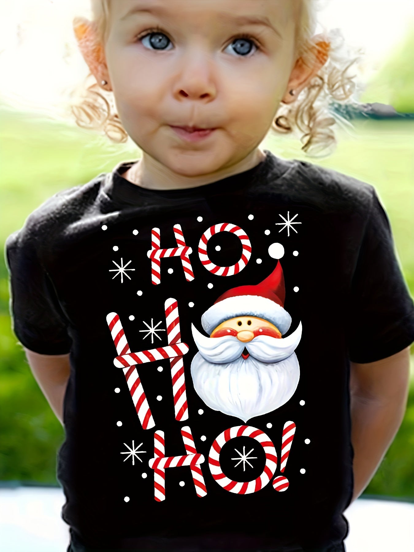 HOHOHO Christmas Santa Claus Graphic T-Shirt For Girls, Cotton Casual Short Sleeve Round Neck Christmas Top