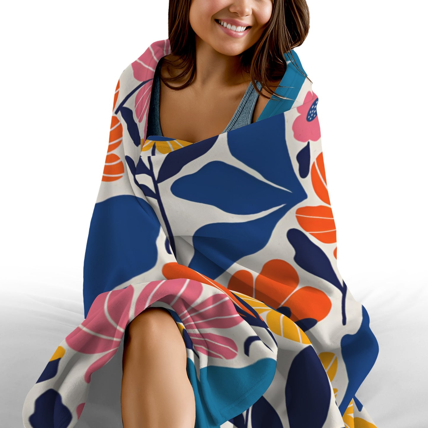 Matisse Inspired Abstract Contemporary Floral Fleece Blanket