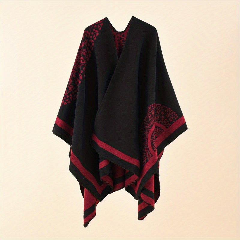 Luxurious Warmth Shawl - Soft, Windproof, Sunscreen, Fashion Print Cape with Chic Design for Women - Perfect for Casual Outings, Travel, and Outdoor Activities