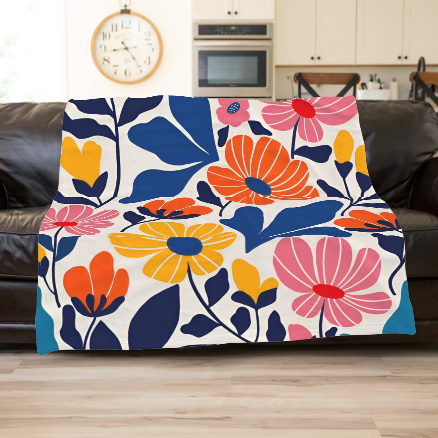 Matisse Inspired Abstract Contemporary Floral Fleece Blanket