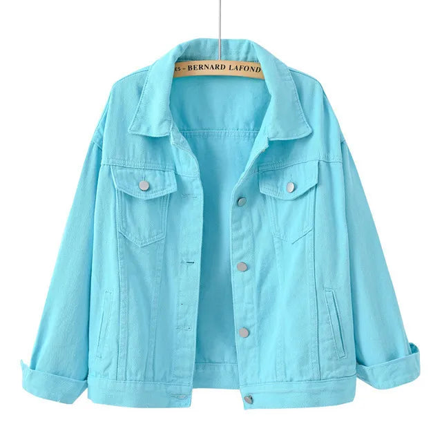 Women's Jackets Spring Fall Womens Korean Fashion Sweet Short Denim Jacket Single Pocket Breasted Autumn Jean Jacket Loose Green Black Coat 230426