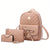 Benpaolv 3-piece Bow Backpack, Simple Design Quilt Zipper Backpack Cute Handbag, Faux Leather Magnet Bag Set(4.7"×0.8", 4.7"×7.48", 11.8"×9.8"×4.3" )