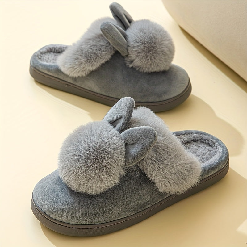 Kawaii Rabbit Charm Slippers - Ultra-Soft Plush Lined, Effortless Slip-On, Premium Warm Winter Shoes for Indoor & Outdoor Adventures