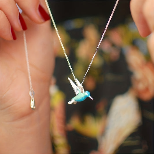 Fashion thick silver hummingbird pendant necklace European and American fashion animal jewelry holiday accessories gifts