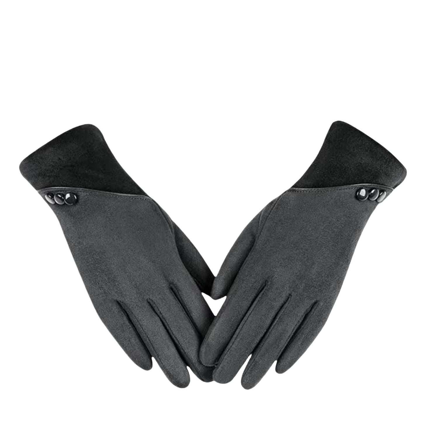 Luxurious Suede Touchscreen Gloves - Soft, Warm, Thick, and Coldproof for Autumn and Winter - Stylish Button Decor, Perfect for Skiing and Outdoor Activities