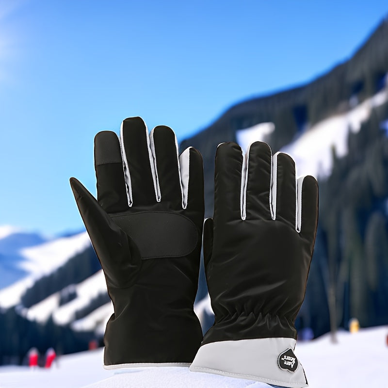 Thickened Winter Knitted Ski Gloves - Non-Slip Touchscreen, Windproof, Warm, and Water-Resistant for Cold Weather Sports and Outdoor Activities - Perfect for Skiing, Snowboarding, and Snowshoeing