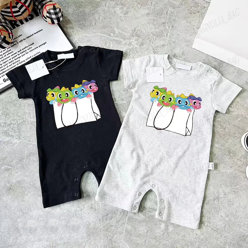 Babies Rompers Casual Suit Bear Letter Colourful Short Sleeve Jumpsuit Summer 100% Cotton Baby Brand Bodysuit Newborn Soft Onesie 59-90cm