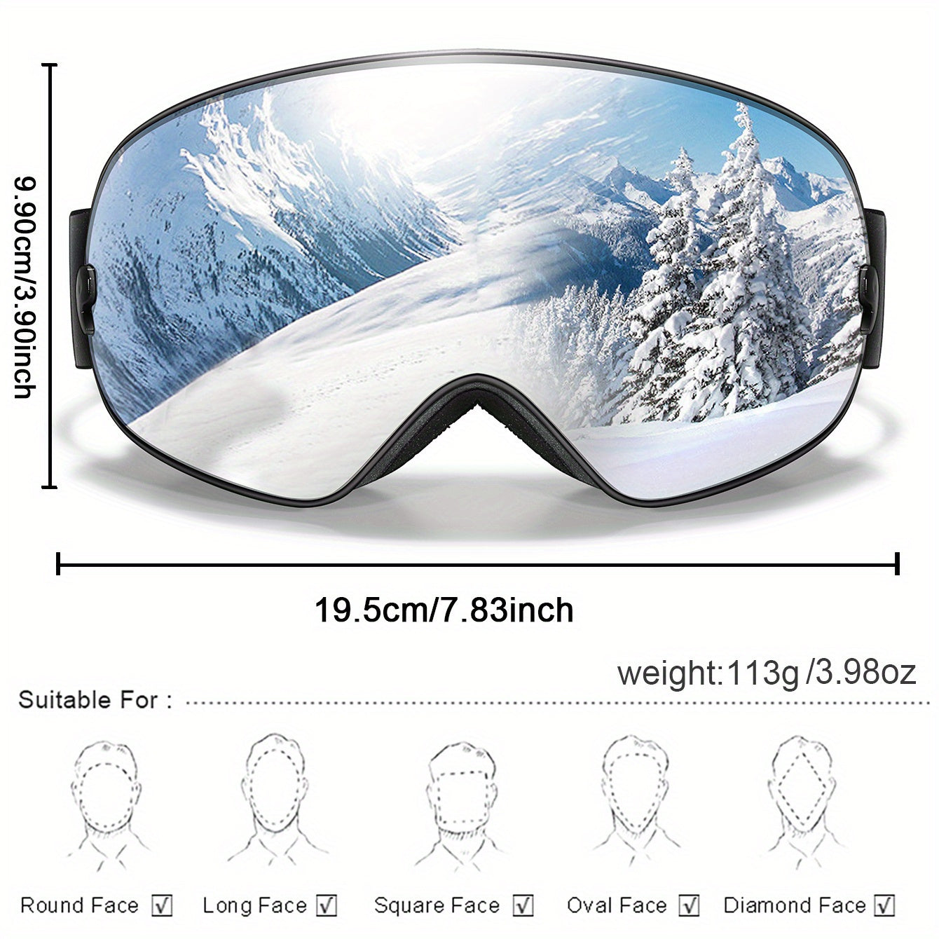 Interchangeable Lens Ski Goggles UV400 Protection Anti-Fog TPU Frame with Night Vision & Prescription Inserts, Adult Teen Snowboarding Skating Goggles for Men Women, Includes Storage Bag – Festive Gift for Thanksgiving, Christmas, Halloween, New Year, Spr