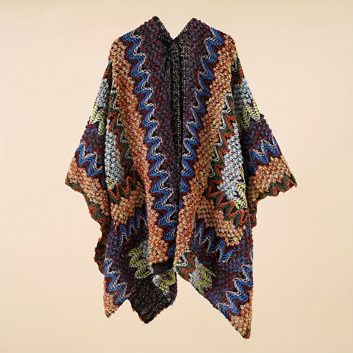 Elegant Boho Knitted Shawl - Windproof, Warm, & Versatile Poncho for Stylish Autumn/Winter Outings