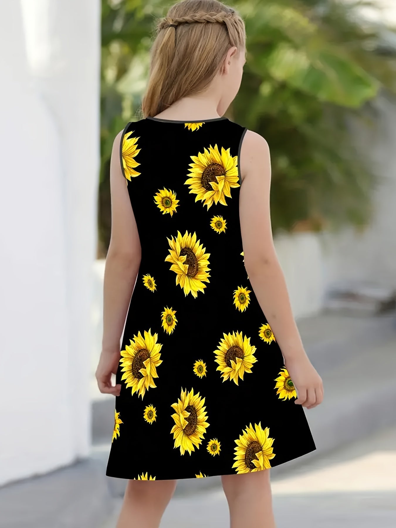 Girls Sunflower Delight - Sleeveless Breathable Dress for Summer Parties & Outdoors, Perfect Gift Idea in a Pretty Gift Box