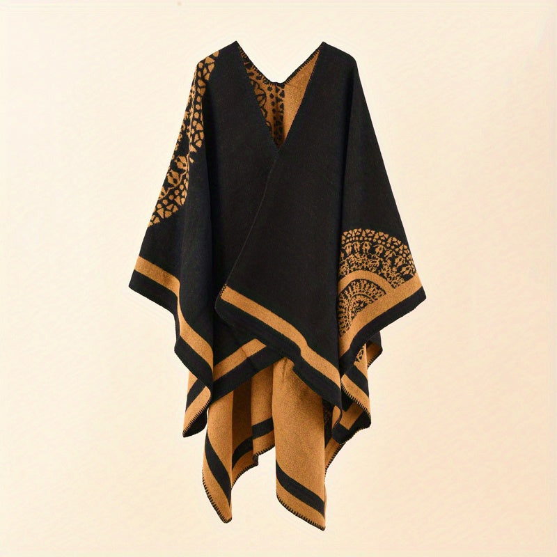 Luxurious Warmth Shawl - Soft, Windproof, Sunscreen, Fashion Print Cape with Chic Design for Women - Perfect for Casual Outings, Travel, and Outdoor Activities