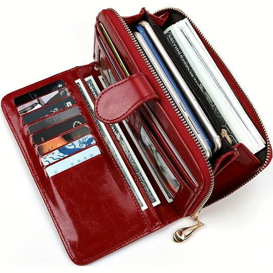 Elegant Vintage Solid-Color Women's Wallet - Bi-Fold Design, Button Closure, Zip Pocket, & Lanyard, Durable Faux Leather with Polyester Lining