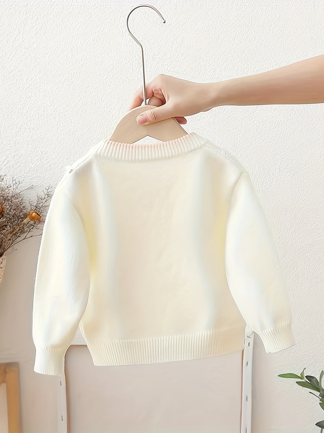 Girls Sweater Flower Cardigan, Spring And Autumn Clothes, New Little Girl Baby Outside Wear, Wool Korean Version Cute Flower Embroidery Children's Knitted Jacket