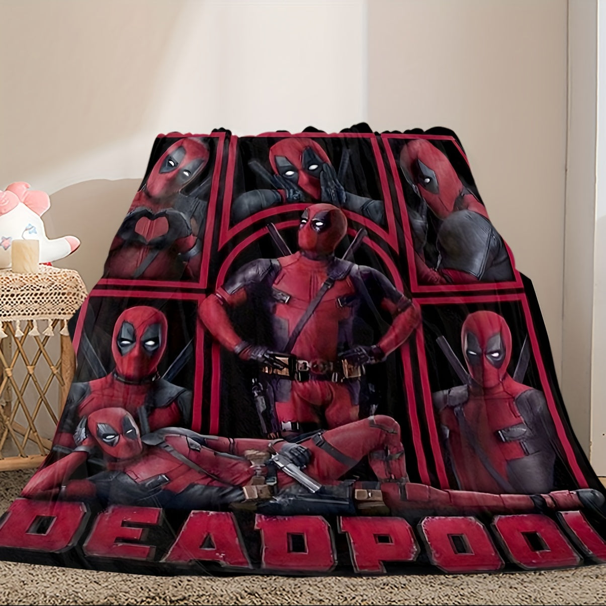 Ultra-Soft Flannel Throw Blanket - Deadpool HD Print, Versatile & Reversible for All Seasons, Machine Washable